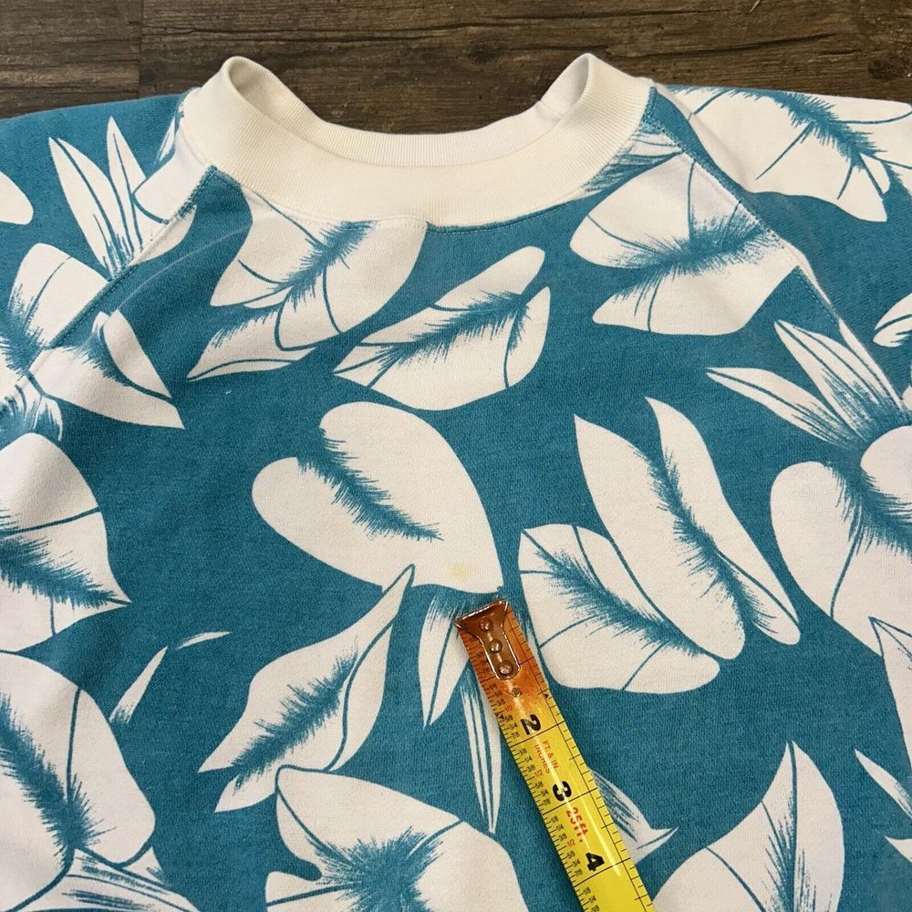 Vintage Floral All Over Print Sweatshirt Women NO SIZE‎ TAG Blue White - Picture 4 of 8